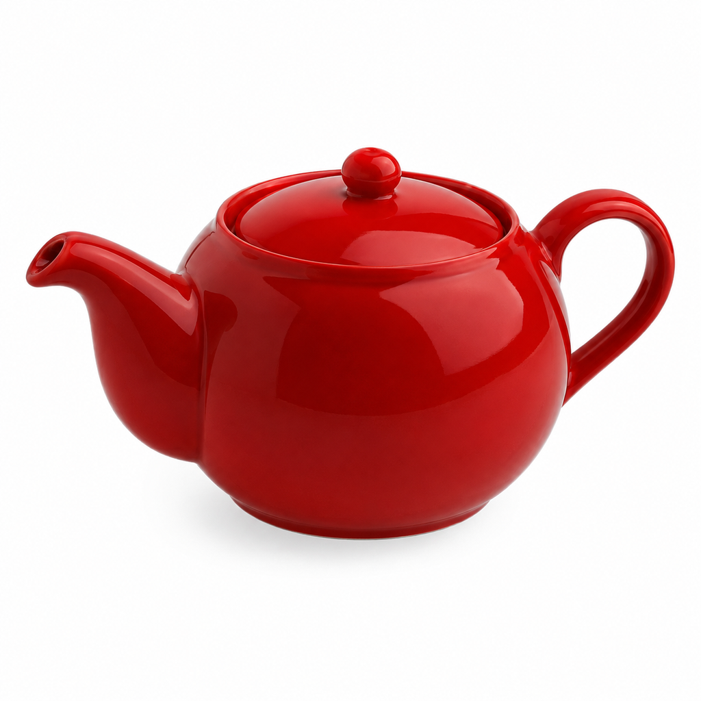 Théière en Porcelaine 470 ml Rouge – Avec Couvercle | Passe au Lave-vaisselle et au Micro-ondes