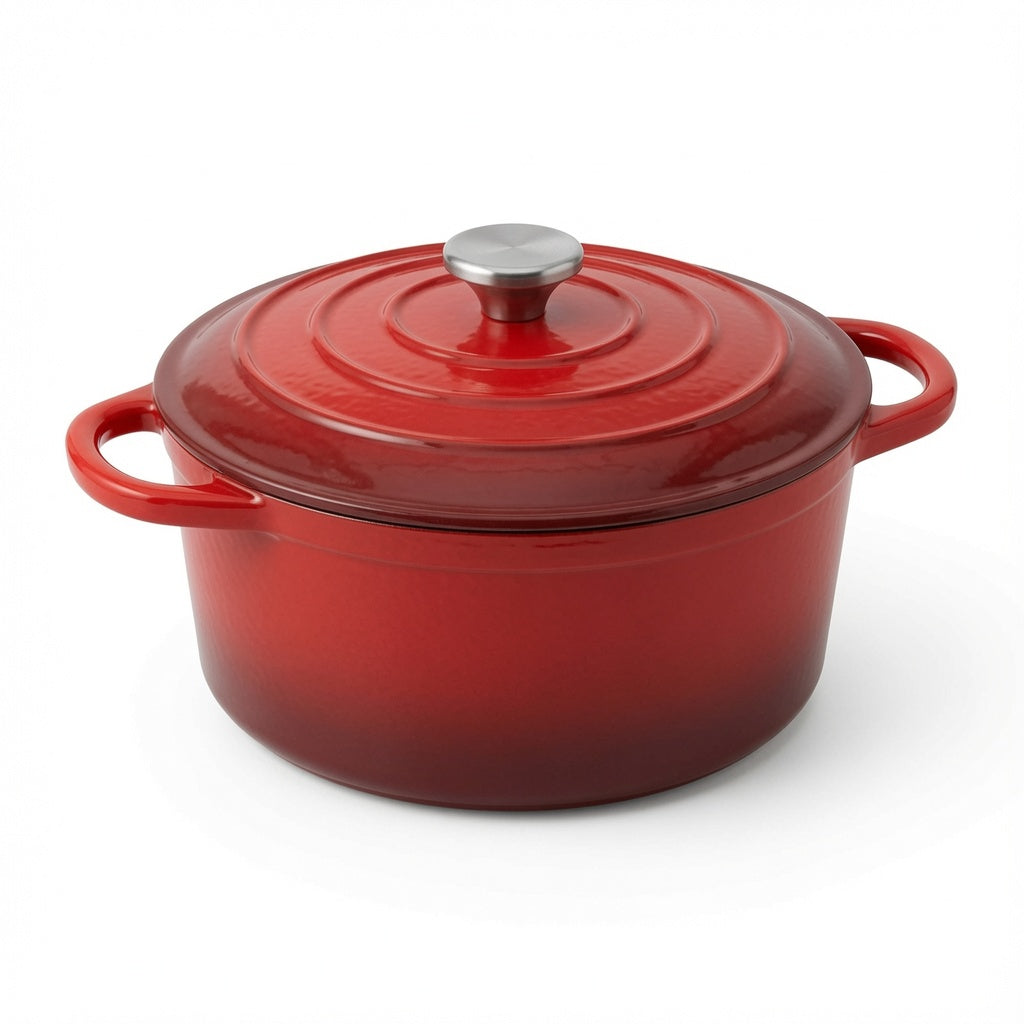 Cocotte en Fonte Émaillée 5L – 26 cm | Compatible Tous Feux & Four | Rouge Cerise