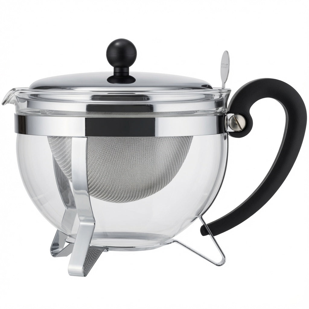 Théière en Verre Borosilicate 1L avec Filtre Inox et Réchaud | Infuseur à Thé Élégant