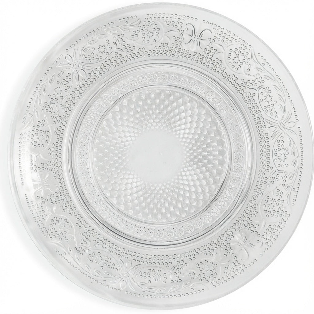 Assiettes à Pain en Verre Transparent 15 cm Motif Relief – Lot de 6 – Passe au Lave-vaisselle et Micro-ondes
