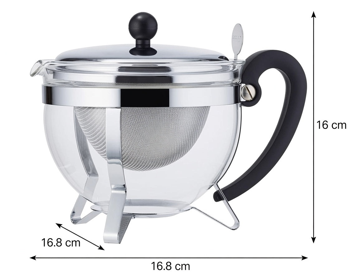 Théière en Verre Borosilicate 1L avec Filtre Inox et Réchaud | Infuseur à Thé Élégant